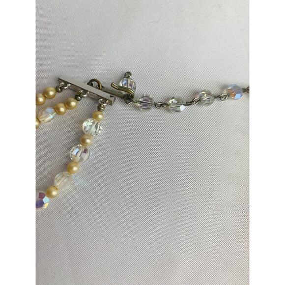 Vintage Triple Strand Acrylic Bead Necklace 14" Choker Hook Closure - Picture 6 of 8